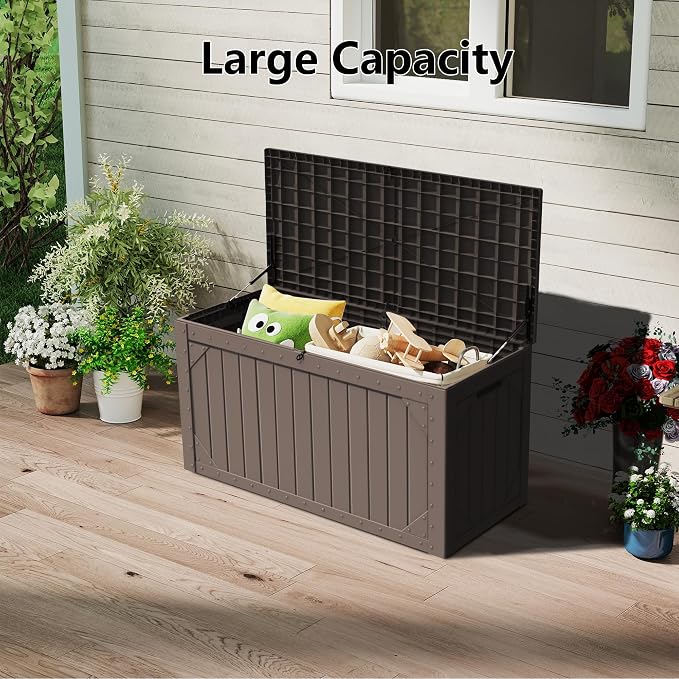 100 Gallon Resin Deck Box, Waterproof Outdoor Storage Box - Image 5