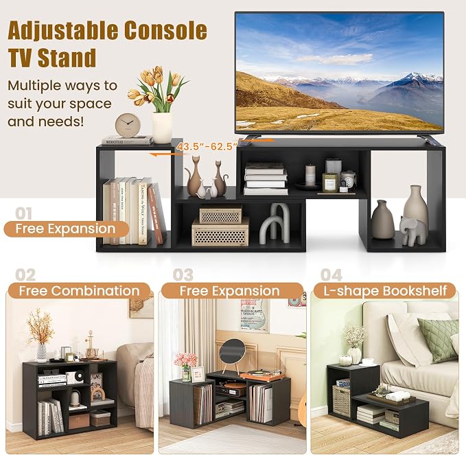 LDAILY L-Shaped TV Stand, TV Entertainment Center - Image 2