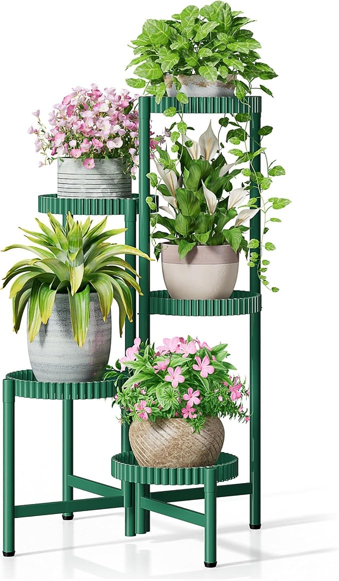 5 Tier Large Plant Stand Indoor, 7.9 Inch Wide Corner Tall Metal Plant Stands by Unknown