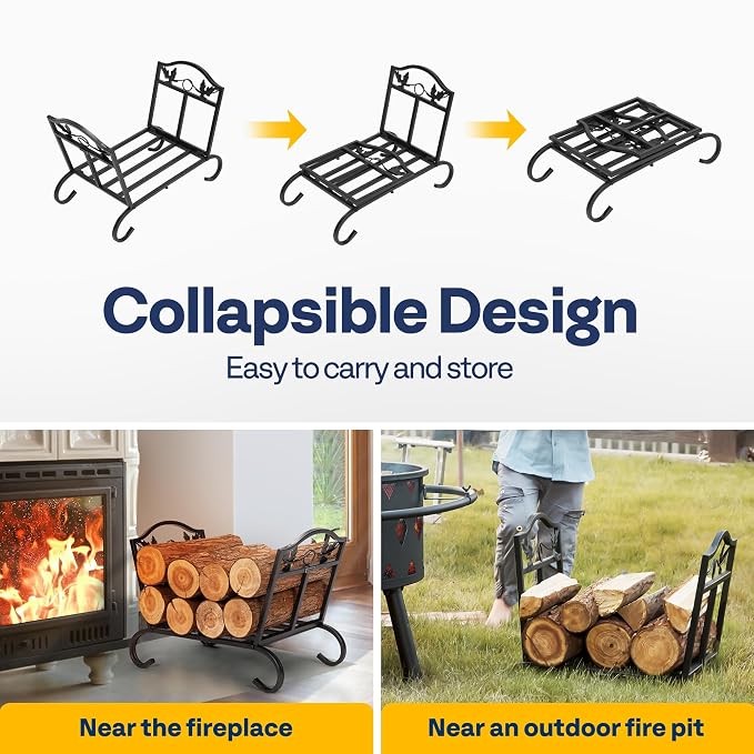 VIVOHOME 21.5 Inches Folding Firewood Storage Log Rack - Image 3