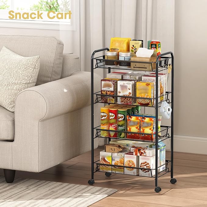 TOOLF 4-Tier Rolling Cart, Metal Utility Cart - Image 7