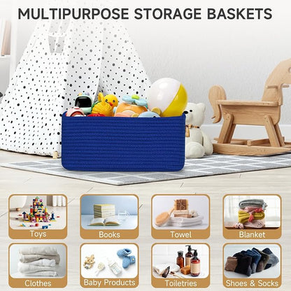 3-Pack Small Storage Baskets for Organizing | Woven Shelf Toy Basket | Rope - Image 4