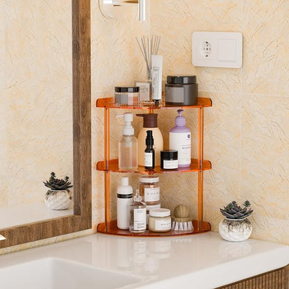 3 Tier Acrylic Corner Shelf Organizer Storage 9.5x9.5x15.7 Inch, Study Room - Image 2