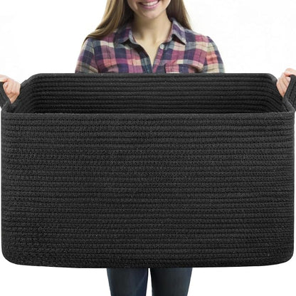 70L Large Blanket Basket, 21.6" x 16.9" x 11.8" Woven Storage Basket by OIASKET