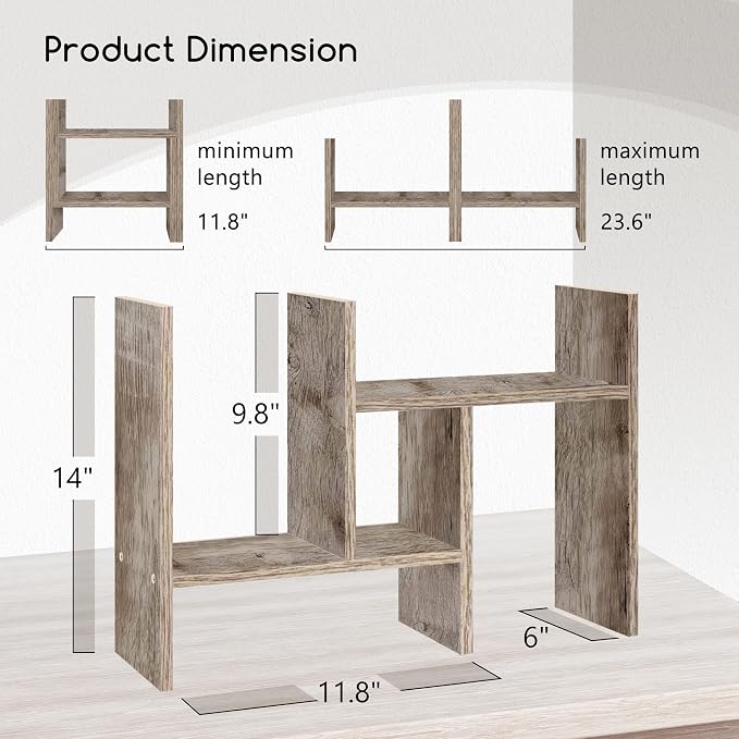 Jerry & Maggie Desktop Organizer Office Storage Rack Adjustable Wood Display - Image 2