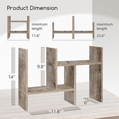Jerry & Maggie Desktop Organizer Office Storage Rack Adjustable Wood Display - Image 2