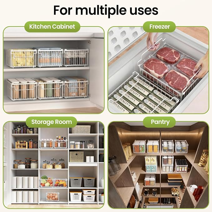 MSERCUOR Freezer Organizer Bins, 6 Pack Big Stackable Deep Chest Freezer - Image 7