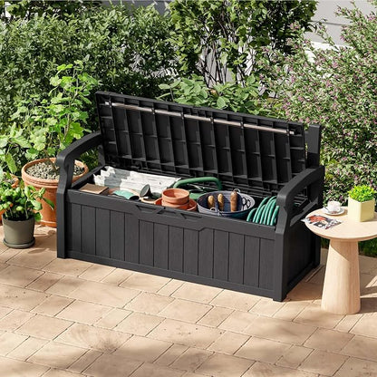 Patiowell 75 Gallon Plastic Storage Bench, Water-Resistant Deck Box - Image 2