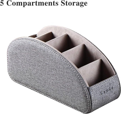 TV Remote Control Holder with 5 Compartments, Pu Leather Remote Caddy/Box/Tray - Image 4