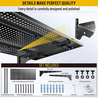 2 Tier 1.3x3ft Garage Shelving Wall Mounted, 15.6x36inch per Shelf Height - Image 6