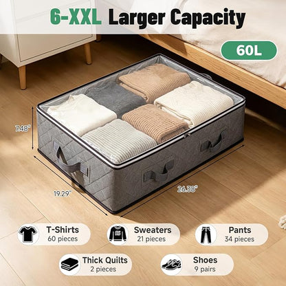 Pterying 6Pack Under Bed Storage Bags, Closet Organizers and Storage Bins - Image 2