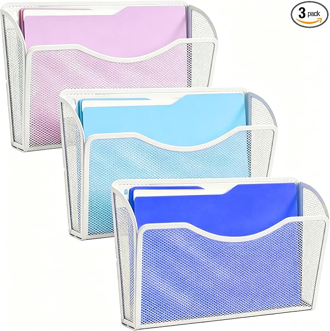 Gawerk Mesh Hanging Wall File Holders, Metal Vertical Wall Basket Mail Organizer by Gawerk