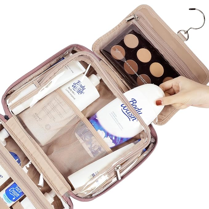NISHEL Travel Toiletry Bag for Women, Makeup Essentials Organizer, Hanging Case - Image 4