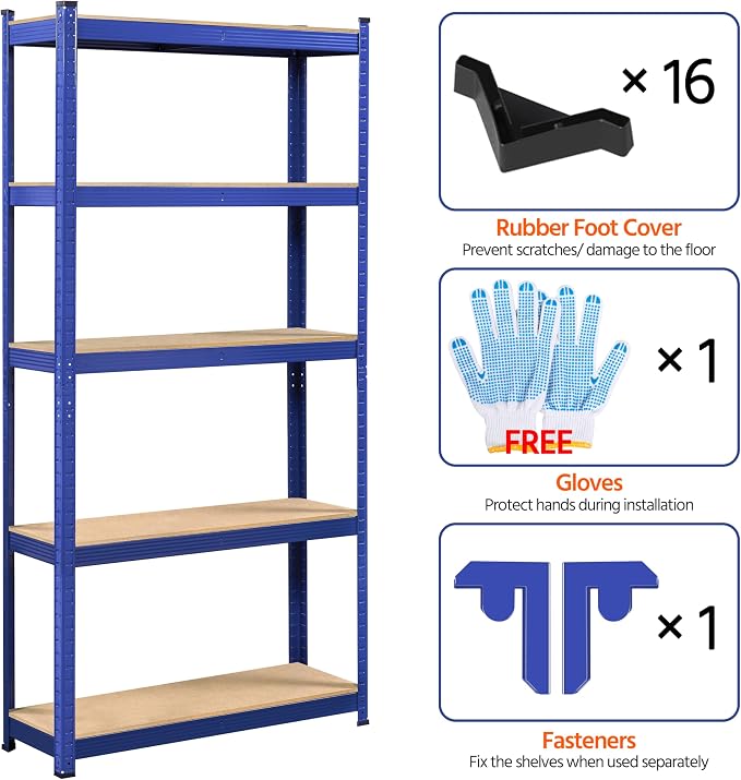 Topeakmart 5-Tier Utility Shelves, Metal Adjustable Garage Shelves Storage - Image 6
