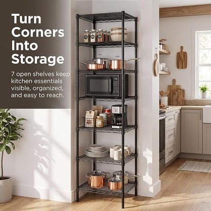 Finnhomy Heavy Duty 7 Tier Wire Shelving, Pantry Shelves - Image 4