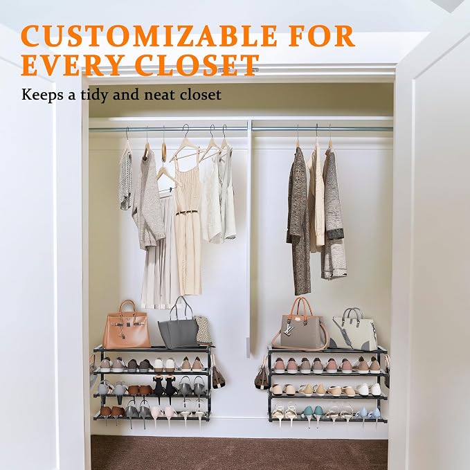 3 Pack Wall Mounted Shoe Rack, 4 Tier Hanging Shoe Rack Holds 48 Pairs - Image 4