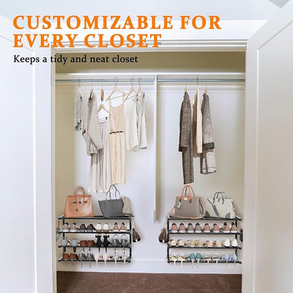 3 Pack Wall Mounted Shoe Rack, 4 Tier Hanging Shoe Rack Holds 48 Pairs - Image 4