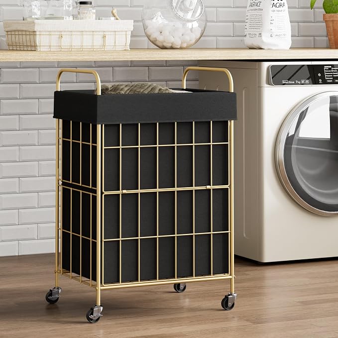 Laundry Hamper with Wheels, 90L Laundry Basket with Handle, Laundry Sorter with - Image 2