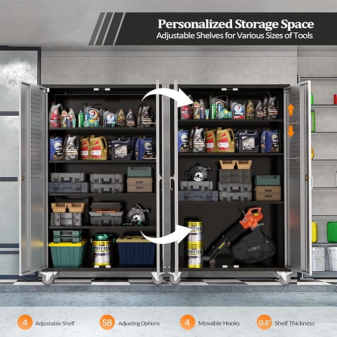 VINGLI Upgraded Wide & Deep Garage Storage Cabinet, Metal Storage Cabinet - Image 6