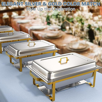 SIOTMERA 9QT Chafing Dishes for Buffet 4 Pack, Rolled Edge Design Food Warmers - Image 5