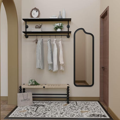 Black Clothes Rack 48in, 2-Tier Wall Mounted Garment Rack - Image 7