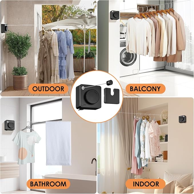 Yejay Retractable Clothesline Indoor, Non-Sagging Clothes Line Retracting - Image 6