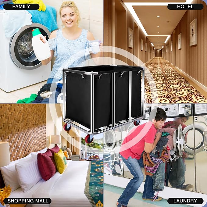 Commercial Laundry cart with Wheels, 400L Large Laundry Basket with Wheels - Image 5