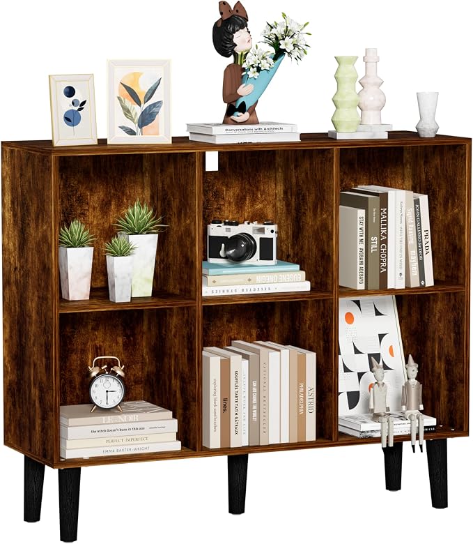 6 Cube Bookcase, Wooden Book Shelf Cube Storage Organizer by Nestwise
