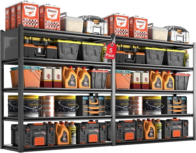 Metal Garage Shelving Unit, Heavy Duty Adjustable Industrial Storage Shelves by Unknown