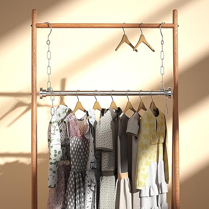 Hanging Closet Rod, Adjustable Width and Height Closet Hanging Organizer - Image 2