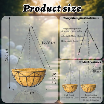 Unique Metal Iron Geometric Hanging Planter Set of 2 Stylish 12 Inch Extra Deep - Image 5