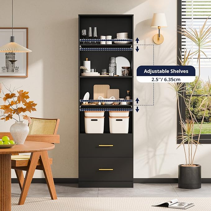 Cozy Castle 74.1'' Bookshelf, Tall Bookcase - Image 4