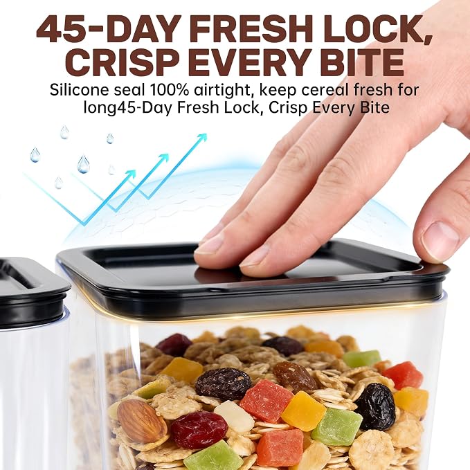 Cereal Dispenser Countertop 2 Pack, Double 3L Airtight Cereal Storage Container - Image 2