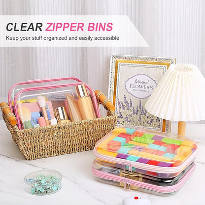 Hoolerry 4 Pcs Hard Clear Zipper Case Makeup Bags Plastic Pencil Pouch - Image 5