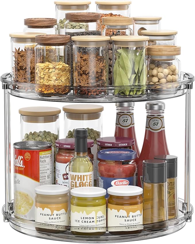 LAMU 2 Tier Lazy Susan Organizer 12 inch Large Lazy Susan Turntable Rotating by YourHome-OrganizationHelper