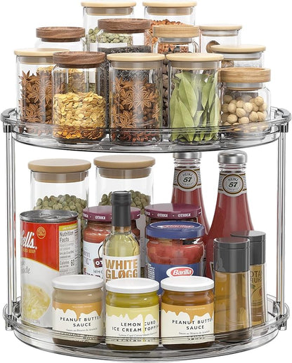 LAMU 2 Tier Lazy Susan Organizer 12 inch Large Lazy Susan Turntable Rotating by YourHome-OrganizationHelper
