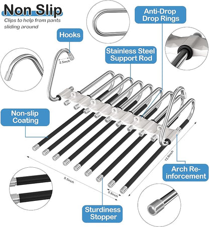 Upgrade 9 Layers Pants Hangers Space Saving, Non Slip Stainless Steel - Image 4