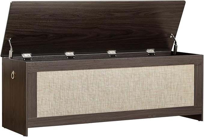 51.2" Storage Chest, Obsidian Black | Extra Large, Rattan Storage Bench by ZenFang