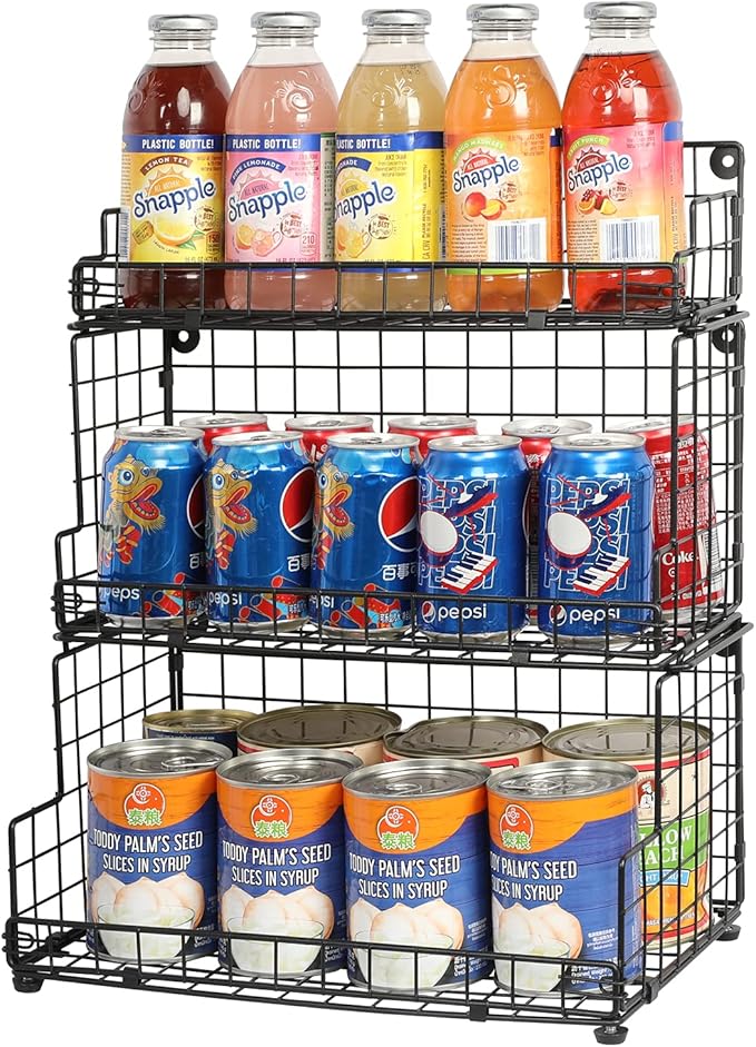 X-cosrack Stackable Wire Basket 3 Tier Countertop& Wall Mounted Metal Storage - Image 4