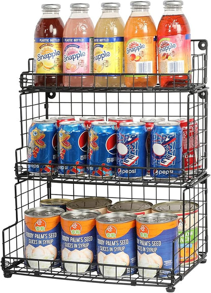 X-cosrack Stackable Wire Basket 3 Tier Countertop& Wall Mounted Metal Storage - Image 4