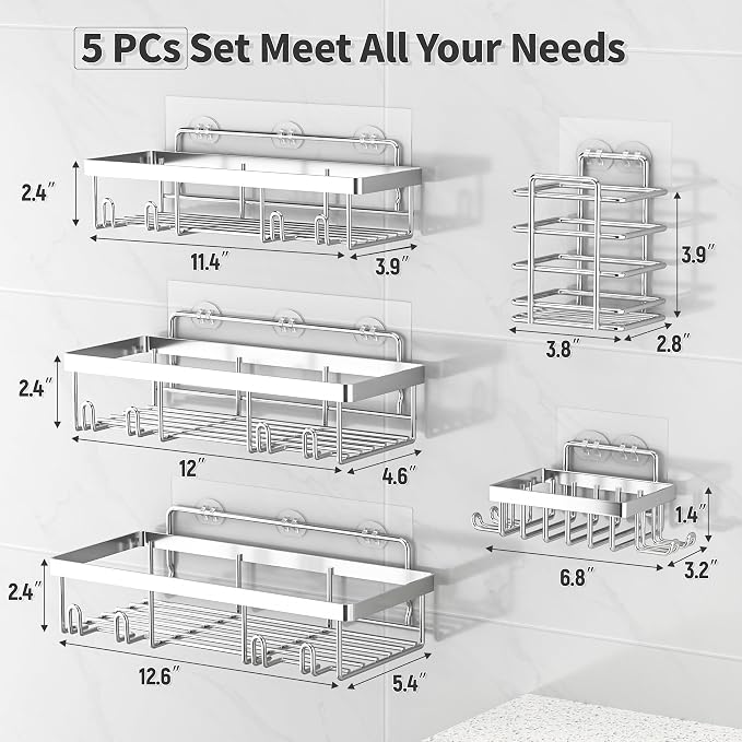 Liuoud 5 Pack Shower Caddy Organizer Rack Shelf - Image 5