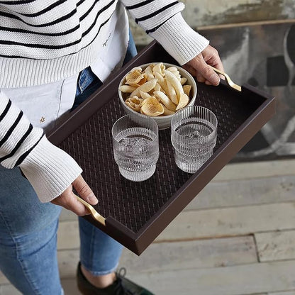 HofferRuffer Faux Leather Rectangle Serving Tray Decor Platter - Image 5