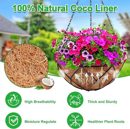Hanging Baskets for Plants Outdoor, 4 Packs 12 Inch Metal Wire Hanging Planter - Image 4