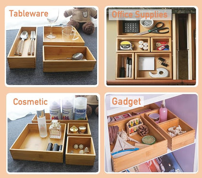 Bamboo Office Supplies Organizer Box Stationery Accessory Organizer Dresser - Image 6