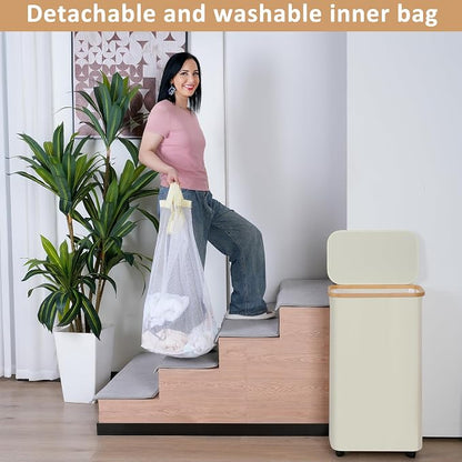 iEGrow 75L Laundry Hamper with Wheels, Clothes Hamper - Image 5