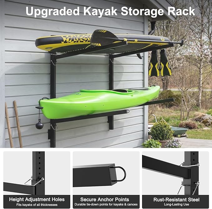 LILYPELLE Kayak Storage Rack, Heavy Duty Kayak Rack, Wall Mount, Freestanding - Image 3