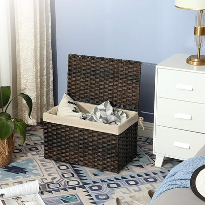 SONGMICS Storage Basket with Lid, Woven Blanket Storage Bin with Handles - Image 5