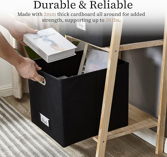 DECOMOMO Black Storage Bins, 11 inch Cube Storage Bin - Image 8