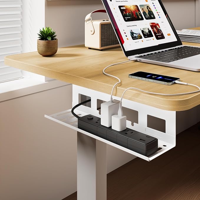 Under Desk Cable Management Tray, 15.7 Inches Metal Cord Organizer Rack - Image 3