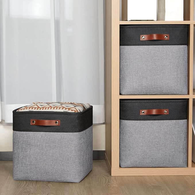 HNZIGE 13x13x13 Storage Baskets Large Fabric Storage Cubes - Image 4